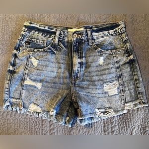 Kancan Shorts WOMENS XL (W31) Blue Cutoff High Waist Dark Wash Denim Casual